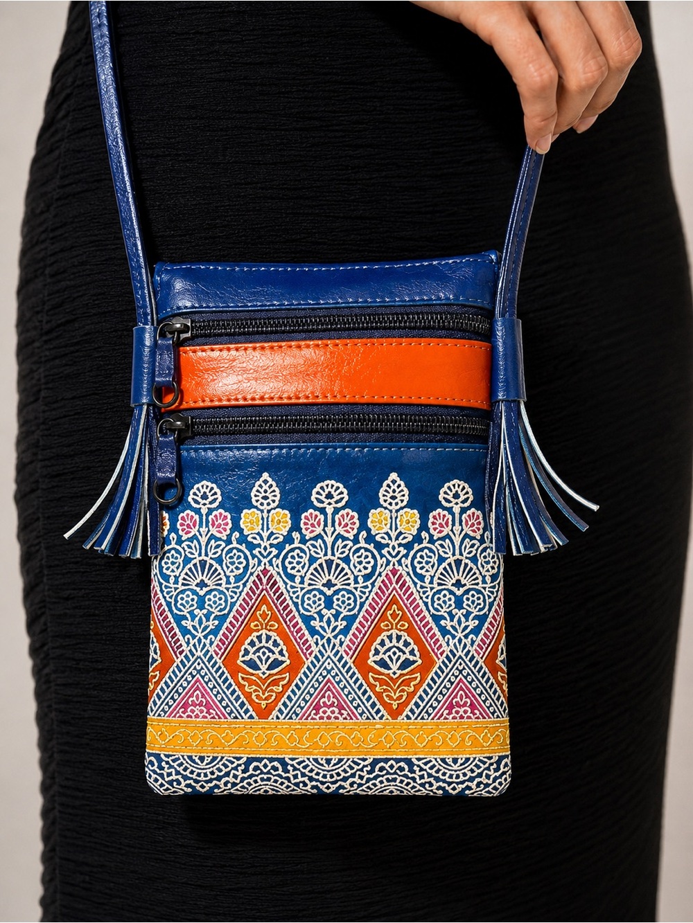 Hand-Painted Genuine Leather Crossbody Bag